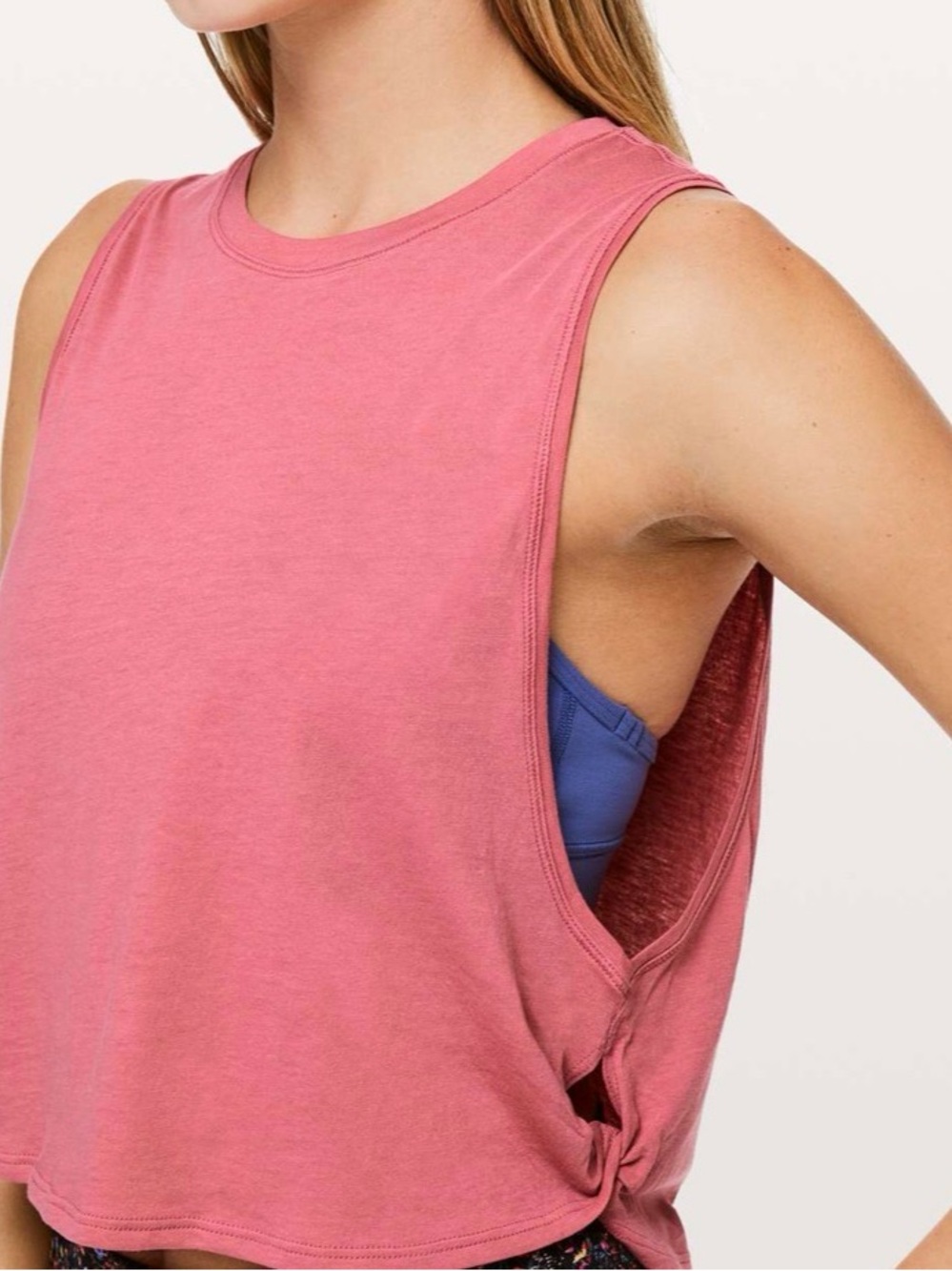 Lululemon Turn Twist Tank Light Cherry Dust Pink Cropped Workout Top Size 4 EUC